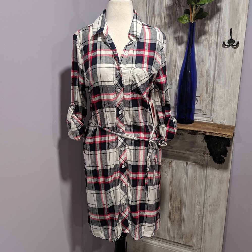 NWT BLL NYC Plaid Shirt Dress